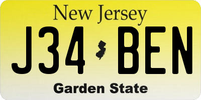 NJ license plate J34BEN