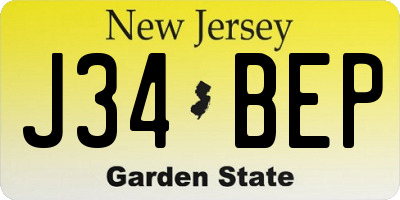 NJ license plate J34BEP