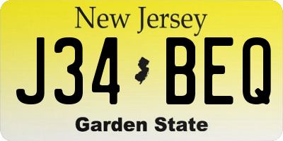 NJ license plate J34BEQ