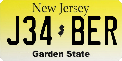 NJ license plate J34BER