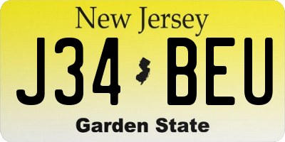 NJ license plate J34BEU