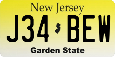 NJ license plate J34BEW