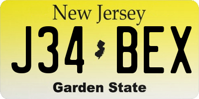 NJ license plate J34BEX