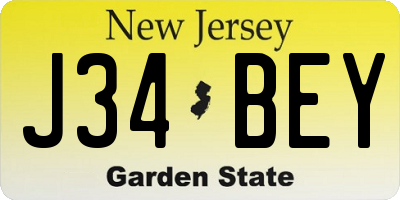 NJ license plate J34BEY