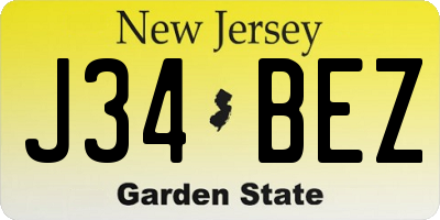 NJ license plate J34BEZ