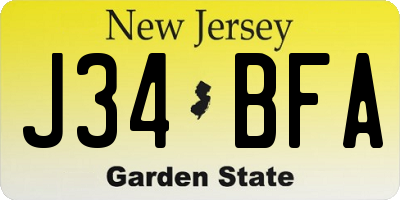 NJ license plate J34BFA