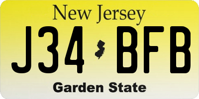 NJ license plate J34BFB