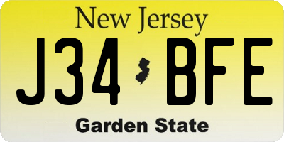 NJ license plate J34BFE