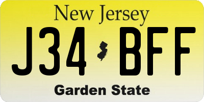 NJ license plate J34BFF