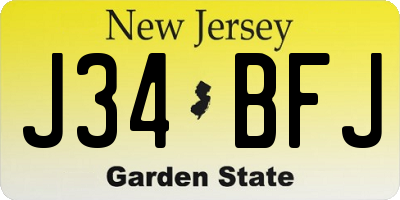 NJ license plate J34BFJ