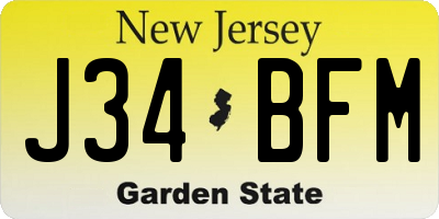 NJ license plate J34BFM