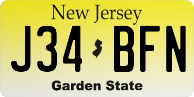 NJ license plate J34BFN