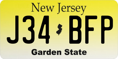 NJ license plate J34BFP