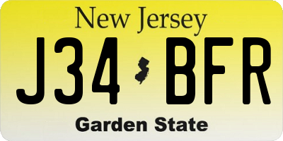 NJ license plate J34BFR