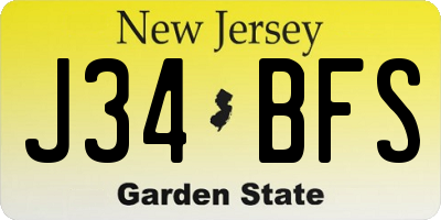 NJ license plate J34BFS