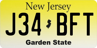 NJ license plate J34BFT