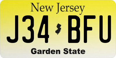 NJ license plate J34BFU