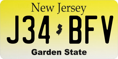 NJ license plate J34BFV