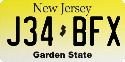 NJ license plate J34BFX