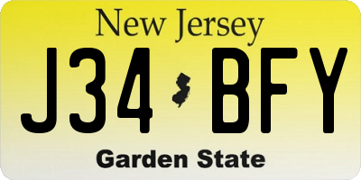 NJ license plate J34BFY