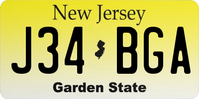 NJ license plate J34BGA