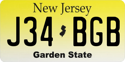 NJ license plate J34BGB