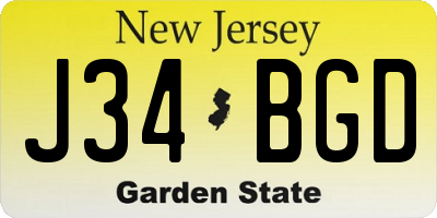 NJ license plate J34BGD