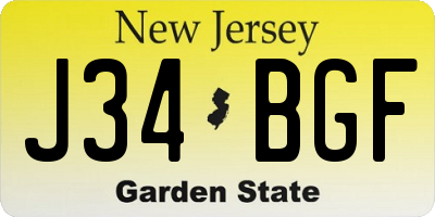 NJ license plate J34BGF