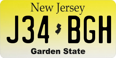 NJ license plate J34BGH