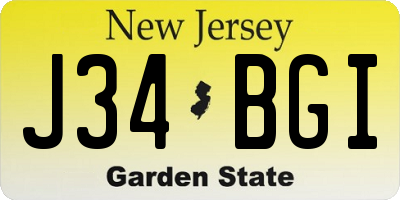 NJ license plate J34BGI