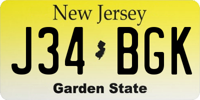 NJ license plate J34BGK