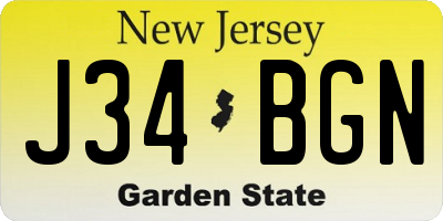 NJ license plate J34BGN