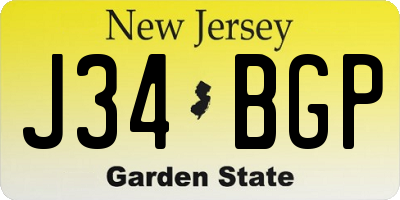 NJ license plate J34BGP