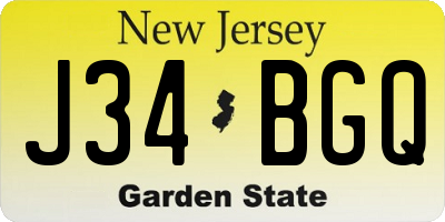 NJ license plate J34BGQ