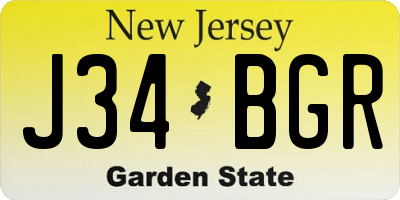 NJ license plate J34BGR