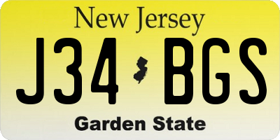 NJ license plate J34BGS