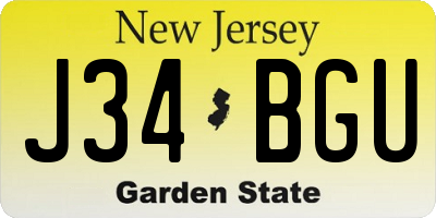 NJ license plate J34BGU