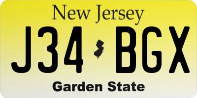 NJ license plate J34BGX