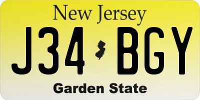 NJ license plate J34BGY