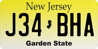 NJ license plate J34BHA