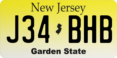 NJ license plate J34BHB