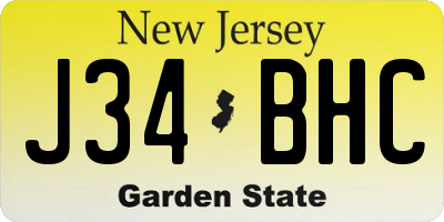 NJ license plate J34BHC