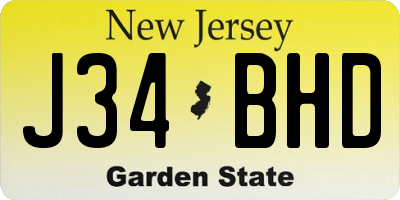 NJ license plate J34BHD