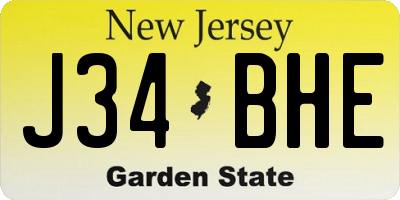 NJ license plate J34BHE