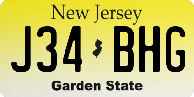 NJ license plate J34BHG