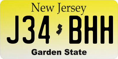 NJ license plate J34BHH