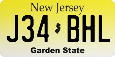 NJ license plate J34BHL