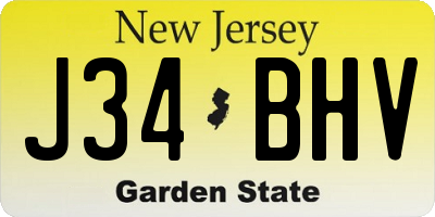 NJ license plate J34BHV