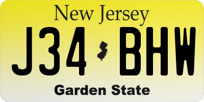 NJ license plate J34BHW