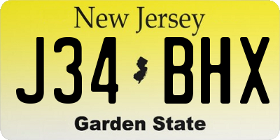 NJ license plate J34BHX